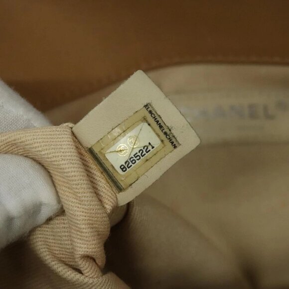 CHANEL Choco Bar Shoulder Bag Lamb Skin Beige Silver CC Auth PP570 - Picture 10 of 15